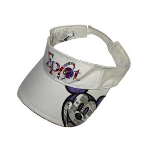 Disney Epcot World Showcase Sun Visor Hat White‎ Mickey Mouse  Adjustable HTF